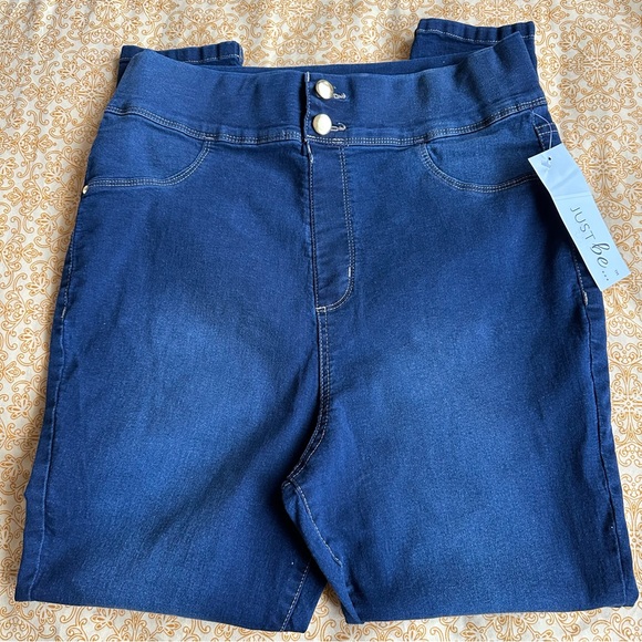 NWT JUST be… Denim High Rise Button Pull On Skinny Jeans Size Large - Picture 4 of 7